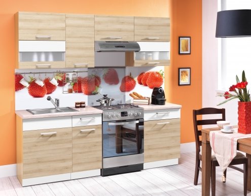 Modena 220 cm Kitchen Beech/white gloss