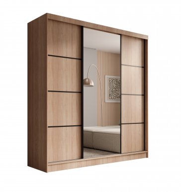 SW-KER-200 cm-SB Sliding wardrobe with mirror,Sonoma/black
