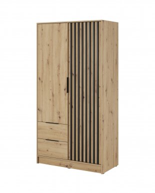 NELLY 2D Wardrobe (oak artisan/black lamella)