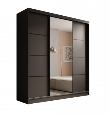 SW-KER-200 cm-BB Sliding wardrobe with mirror,Black/black