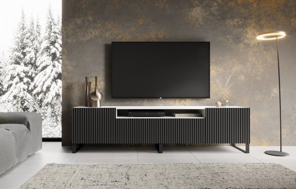 NOES WB RTV 200 cm TV-alus,Valge matt/Must matt