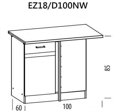Eliza EZ18/D100NW L/P 100 cm Köögi põrandanurgakapp