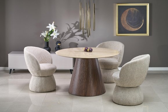 28181 ,Round table,travertine/walnut