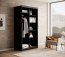 DEL-100-B 100 cm Schwebetürenschrank mit Spiegel,Schwarz matt,Eiche Artisan
