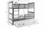 Riko III 200x90 Двухъярусная кровать с тремя матрасами Графит