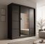 SW-KER-200 cm-BB Sliding wardrobe with mirror,Black/black