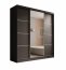 SW-KER-200 cm-BS Schwebetürenschrank mit Spiegel,Schwarz/Silber