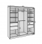 SW-KER-200 cm-WS Sliding wardrobe with mirror,White/silver