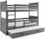 Riko III 200x90 Двухъярусная кровать с тремя матрасами Графит