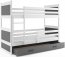 Riko II Etagenbett Hochbett 200x90 mit 2 Matratzen und 1 Schubladen,Weiß/Graphit