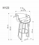 H123 Bar stool,black/walnut