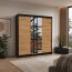 SW-SAN- BA 200 cm Sliding wardrobe with mirror,Black,Oak Artisan