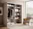 SW-DEL-W 180 cm Schwebetürenschrank mit Spiegel,Weiß matt,Eiche Artisan