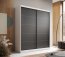 SW-HAN-180 cm -WB Liugustega kapp,Valge matt/must matt