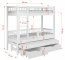 Evan 90x200 Etagenbett Ausziehbett für 3 Kinder mit Schubladen,Weiß Acryl