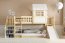 Loft-A Niska ze sch i zjezd Massivholz Hochbett mit Treppen und Rutsche für Kinder mit 1 Matratze 200x90,Kiefer