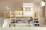 Loft-A Niska ze sch i zjezd Massivholz Hochbett mit Treppen und Rutsche für Kinder mit 1 Matratze 200x90,Kiefer