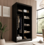 SW-LAU 100 cm Sliding wardrobe with mirror,Black matt/white matt