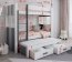 ARTEN III 80x180 Bunk Bed with 3 Mattresses and 2 Drawers White/Eucalyptus