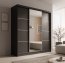 SW-KER-200 cm-BS Schwebetürenschrank mit Spiegel,Schwarz/Silber