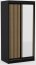 DEL-100-B 100 cm Schwebetürenschrank mit Spiegel,Schwarz matt,Eiche Artisan