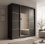 SW-KER-200 cm-BS Шкаф-купе с зеркалом,Черный/silver