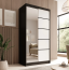 SW-LAU 100 cm Sliding wardrobe with mirror,Black matt/white matt